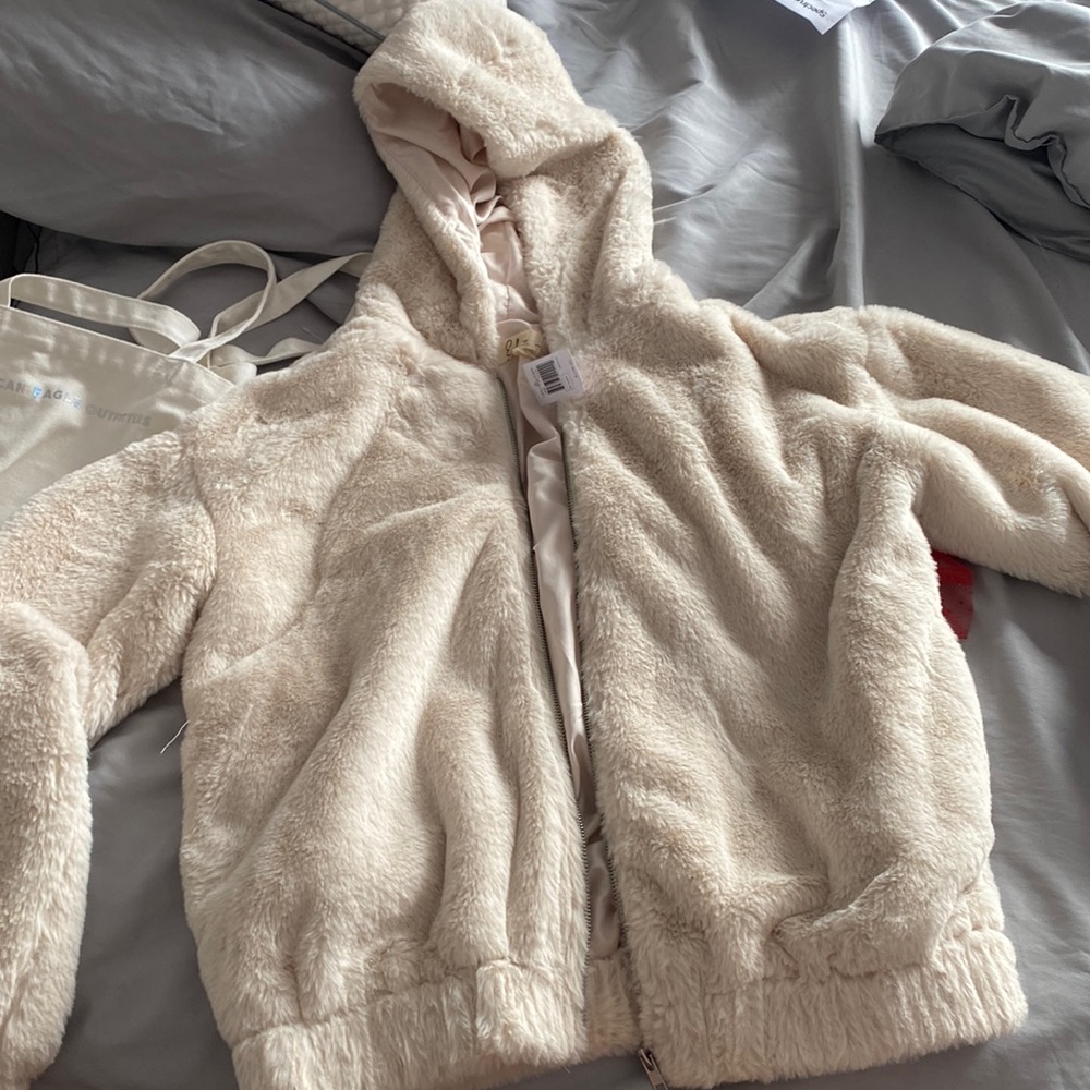 Faux fur bomber jacket size M